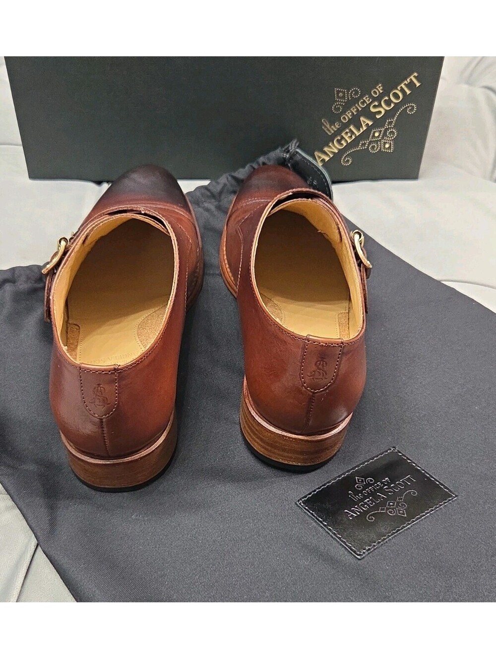 The Office Of Angela Scott Mr Colin Dbl Monk Strap Brown Womens Shoes 36.5 6.5 - Picture 7 of 12
